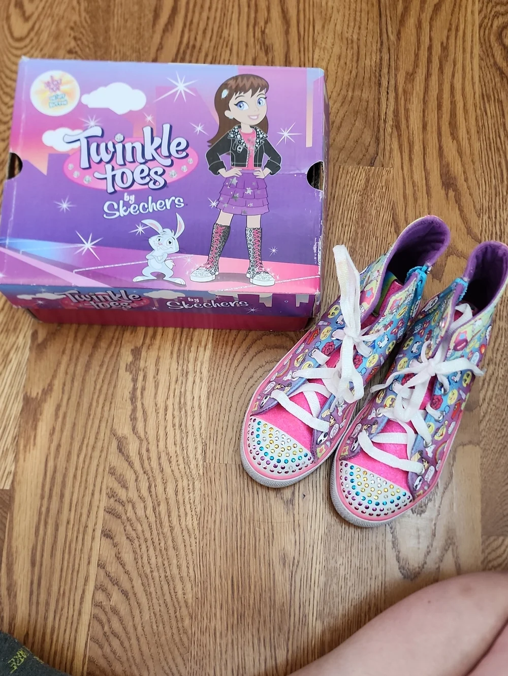 Skechers Twinkle Toes Emoji High-Top Sneakers, VGUC, Working, Girl's Size 2